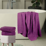 Egyptian Cotton Basketweave Jacquard and Solid Bath Towel Set of 4