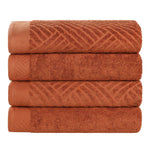 Egyptian Cotton Basketweave Jacquard and Solid Bath Towel Set of 4