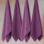Egyptian Cotton Basketweave Jacquard and Solid Bath Towel Set of 4