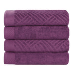 Egyptian Cotton Basketweave Jacquard and Solid Bath Towel Set of 4