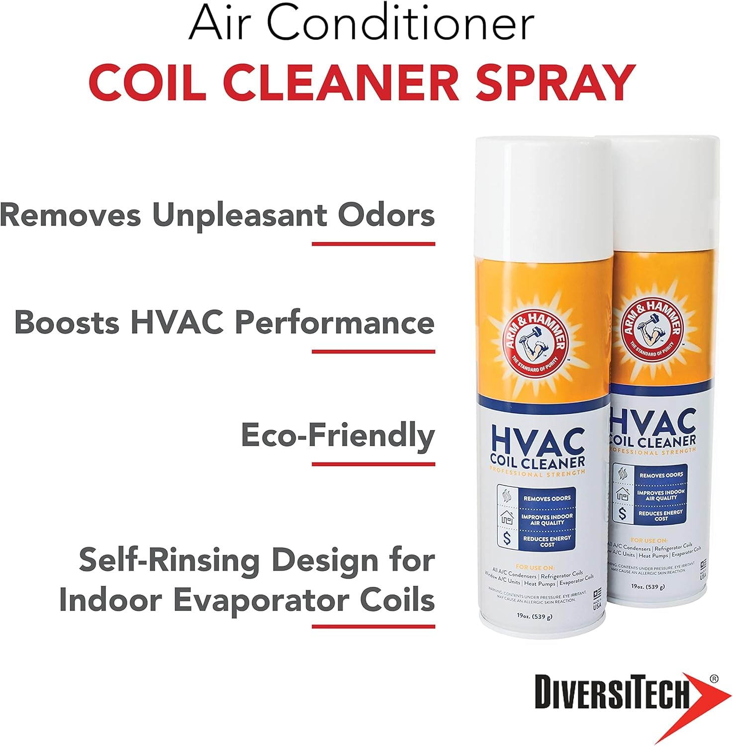 Biodegradable HVAC and Air Conditioner Coil Cleaner Foam Aerosol Spray, No Rinse, 19 Fl. Oz, AHCC-19 by