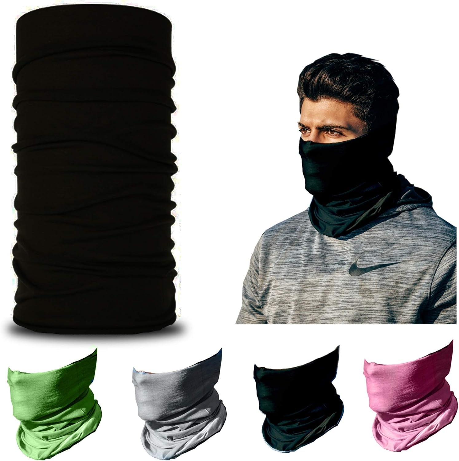 Neck Gaiter Face Mask - 4 Pack Reusable & Washable Cloth Face Cover