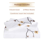 100% Cotton Blossom Floral Embroidered Duvet Cover Set