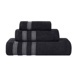 Superior Brea Zero Twist Cotton Ribbed Geometric 3 Piece Towel Set
