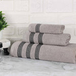 Superior Brea Zero Twist Cotton Ribbed Geometric 3 Piece Towel Set