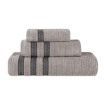 Superior Brea Zero Twist Cotton Ribbed Geometric 3 Piece Towel Set