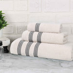 Superior Brea Zero Twist Cotton Ribbed Geometric 3 Piece Towel Set