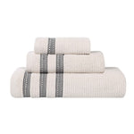 Superior Brea Zero Twist Cotton Ribbed Geometric 3 Piece Towel Set