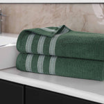 Superior Brea Zero Twist Cotton Ribbed Geometric Bath Sheet Set of 2