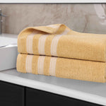 Superior Brea Zero Twist Cotton Ribbed Geometric Bath Sheet Set of 2