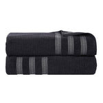 Superior Brea Zero Twist Cotton Ribbed Geometric Bath Sheet Set of 2