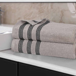 Superior Brea Zero Twist Cotton Ribbed Geometric Bath Sheet Set of 2