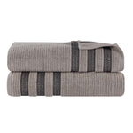 Superior Brea Zero Twist Cotton Ribbed Geometric Bath Sheet Set of 2