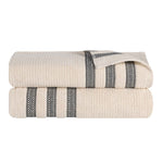 Superior Brea Zero Twist Cotton Ribbed Geometric Bath Sheet Set of 2