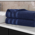 Superior Brea Zero Twist Cotton Ribbed Geometric Bath Sheet Set of 2
