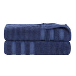 Superior Brea Zero Twist Cotton Ribbed Geometric Bath Sheet Set of 2