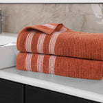 Superior Brea Zero Twist Cotton Ribbed Geometric Bath Sheet Set of 2