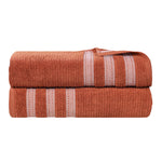Superior Brea Zero Twist Cotton Ribbed Geometric Bath Sheet Set of 2