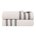 Superior Brea Zero Twist Cotton Ribbed Geometric Bath Sheet Set of 2