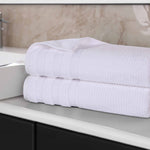 Superior Brea Zero Twist Cotton Ribbed Geometric Bath Sheet Set of 2