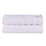 Superior Brea Zero Twist Cotton Ribbed Geometric Bath Sheet Set of 2