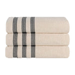 Superior Brea Zero Twist Cotton Ribbed Geometric Bath Towel Set of 3