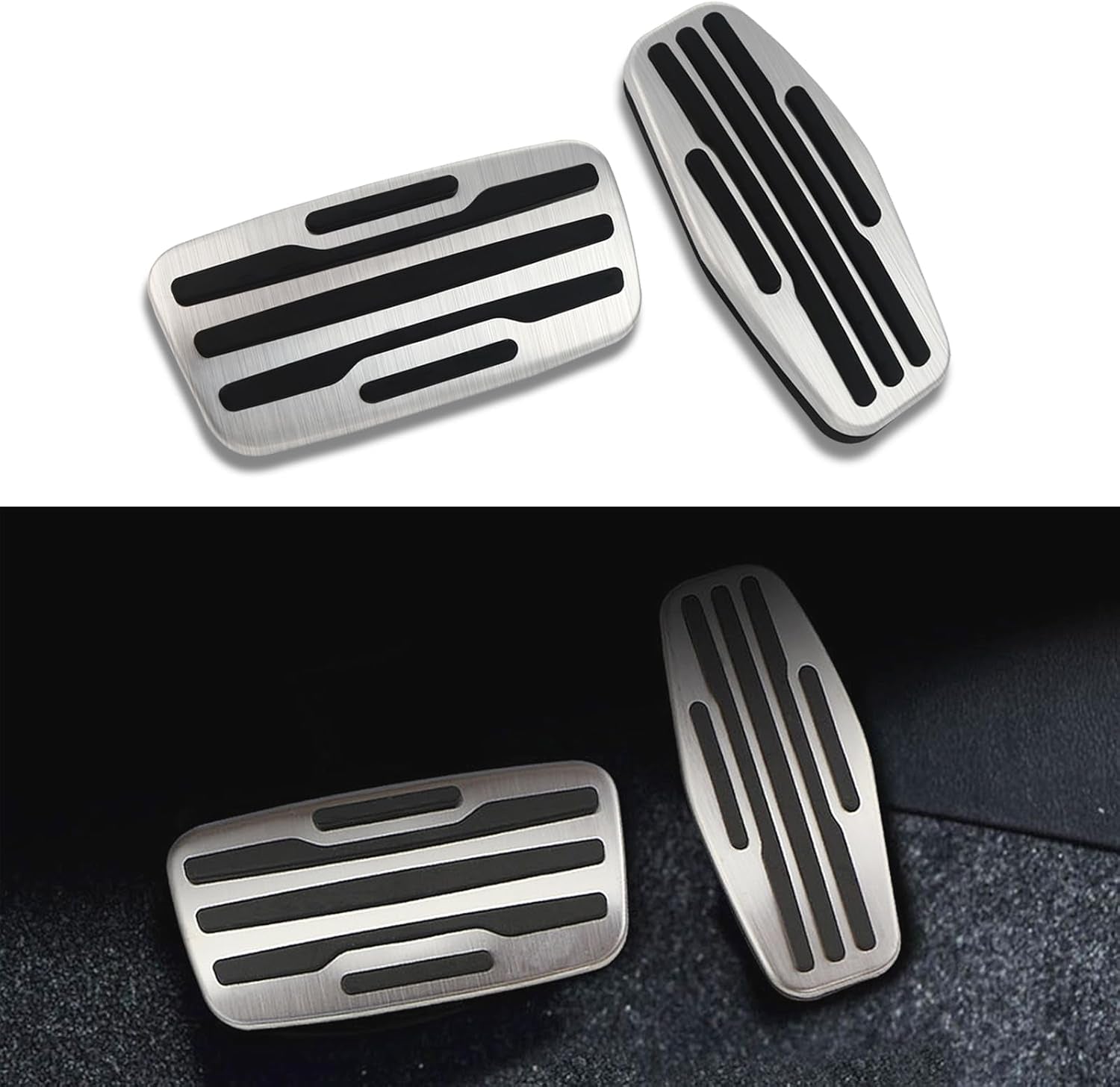 No Drill Steel Brake Accelerator Gas Pedal Pad Cover Compatible for Chevrolet Silverado 1500 2500 3500 2020-2024, Compatible for GMC Yukon Sierra 2021-2024 anti Slip Mat Interior Parts