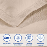 Lightweight Cotton Bedspread Sets 3-Piece Celtic Circle Jacquard Matelassé