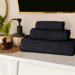Superior Chevron Zero Twist Cotton Jacuqard 3 Piece Towel Set