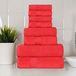 Superior Chevron Zero Twist Solid Jacquard Cotton 8 Piece Towel Set