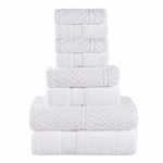 Superior Chevron Zero Twist Solid Jacquard Cotton 8 Piece Towel Set