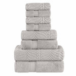 Superior Chevron Zero Twist Solid Jacquard Cotton 8 Piece Towel Set
