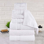 Superior Chevron Zero Twist Solid Jacquard Cotton 9 Piece Towel Set