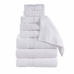 Superior Chevron Zero Twist Solid Jacquard Cotton 9 Piece Towel Set