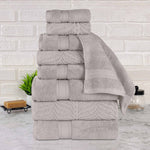 Superior Chevron Zero Twist Solid Jacquard Cotton 9 Piece Towel Set