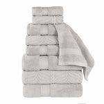 Superior Chevron Zero Twist Solid Jacquard Cotton 9 Piece Towel Set