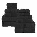 Superior Chevron Zero Twist Solid Jacquard Cotton 12 Piece Towel Set