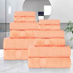 Superior Chevron Zero Twist Solid Jacquard Cotton 12 Piece Towel Set