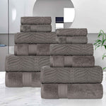 Superior Chevron Zero Twist Solid Jacquard Cotton 12 Piece Towel Set