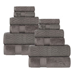 Superior Chevron Zero Twist Solid Jacquard Cotton 12 Piece Towel Set