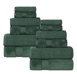 Superior Chevron Zero Twist Solid Jacquard Cotton 12 Piece Towel Set