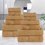 Superior Chevron Zero Twist Solid Jacquard Cotton 12 Piece Towel Set