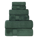 6 Piece Towel Set Zero Twist Cotton Chevron Jacquard Towels