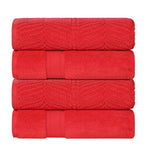 Zero Twist Cotton Solid and Jacquard Bath Towel Set of 4