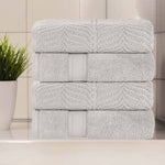 Zero Twist Cotton Solid and Jacquard Bath Towel Set of 4