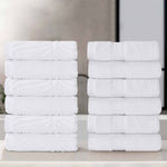 Superior Chevron Zero Twist Solid Jacquard Cotton Washcloth Set of 12