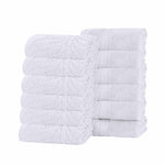 Superior Chevron Zero Twist Solid Jacquard Cotton Washcloth Set of 12