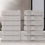 Superior Chevron Zero Twist Solid Jacquard Cotton Washcloth Set of 12