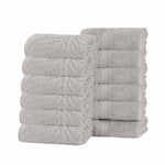 Superior Chevron Zero Twist Solid Jacquard Cotton Washcloth Set of 12