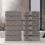 Superior Chevron Zero Twist Solid Jacquard Cotton Washcloth Set of 12